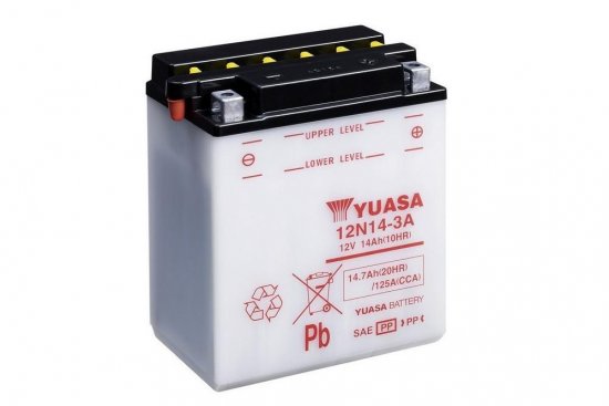 Conventional 12V battery with acid YUASA 12N14-3A