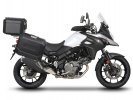 Kompletná sada čiernych hliníkových kufrov SHAD TERRA BLACK , 48 litrov vrchný kufor, 47/47 litrov b SHAD SUZUKI DL 650 V-Strom