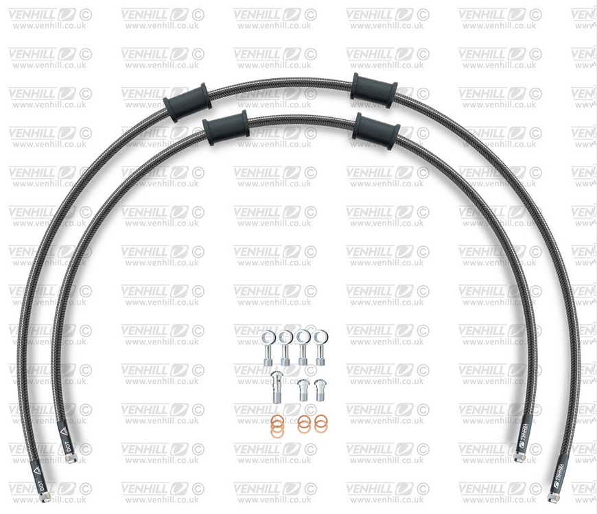 CROSSOVER-predok-sada Venhill KAW-6014F-CB POWERHOSEPLUS (2 hadice v sade) karbónové hadice, chrómové koncovky