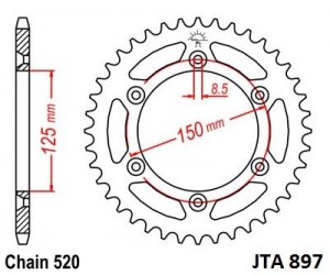 Hliníková reťazová rozeta JT 51T, 520