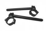 Aluminium-forged clip-ons ACCOSSATO with metal clamp composed of 2 half-rings 10 degrees inclination, black